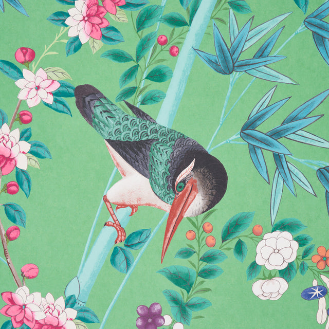 Brighton Pavilion Panel Emerald by Miles Redd Chinoiserie Wallpaper Panel – Schumacher 5007743