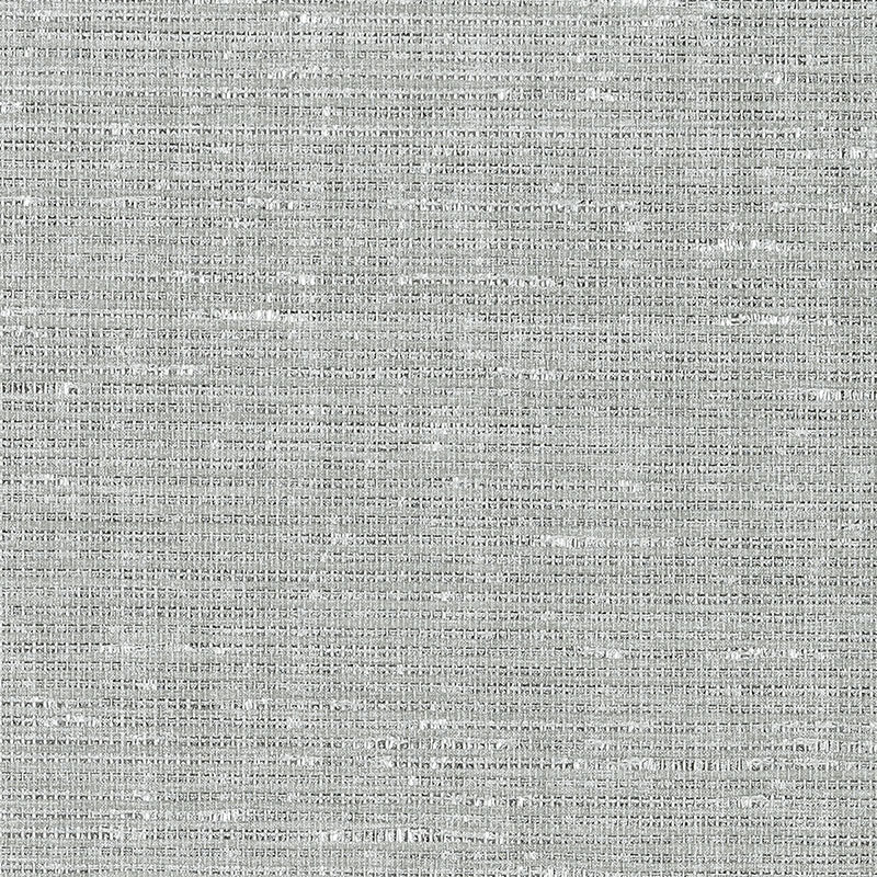 Anodized Raffia Platinum wallpaper with a thick-weave raffia texture and shimmered finish by Schumacher.