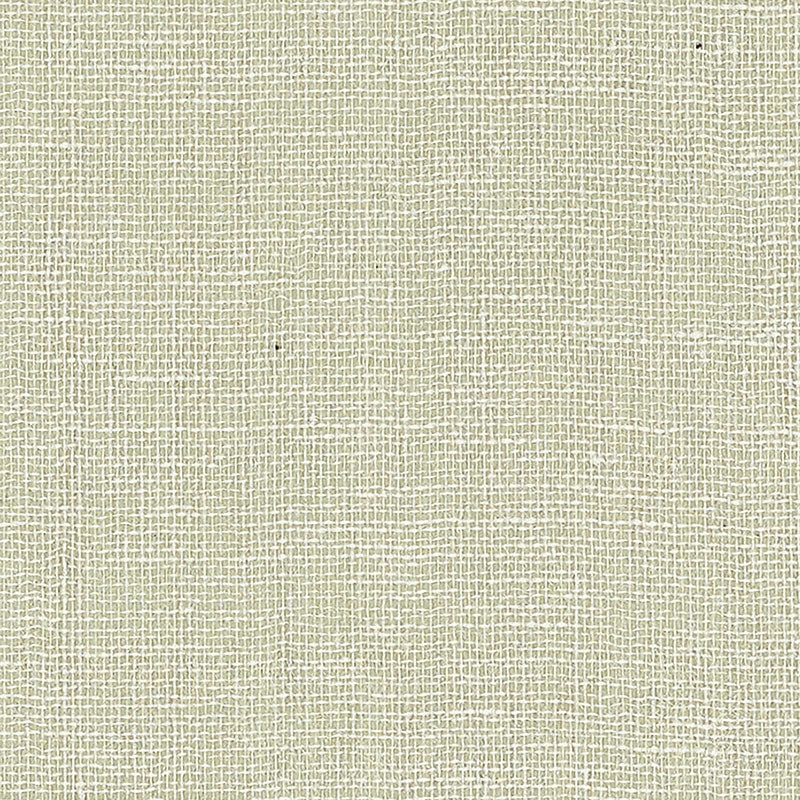 Linen Gesso Celadon wallpaper by Schumacher, open-weave linen texture in soft green.