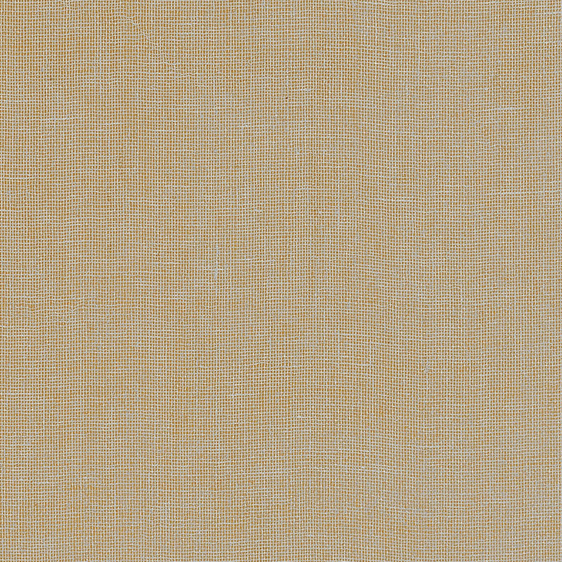 Gilded Linen wallpaper in silver and gold by Schumacher, featuring a natural linen texture with a subtle metallic shimmer.