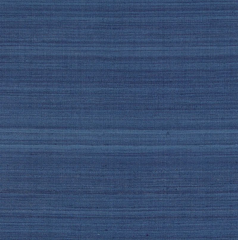 Shaded Silk Sapphire blue fabric wallcovering by Schumacher, 100% wild silk with natural striated effect.