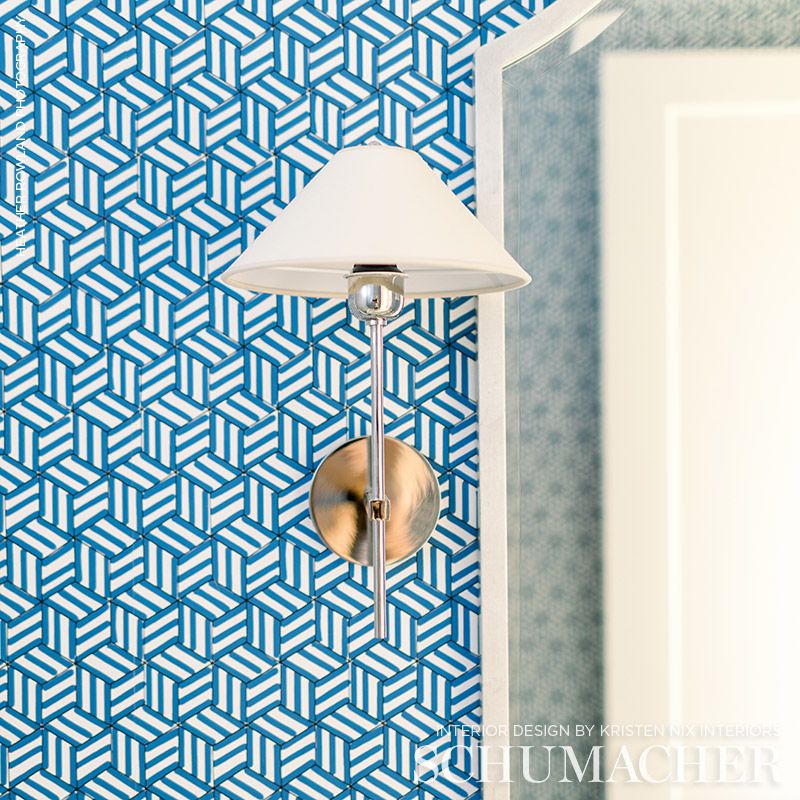 TUMBLING BLOCKS Cobalt Blue Geometric Wallpaper by Schumacher – 5007962