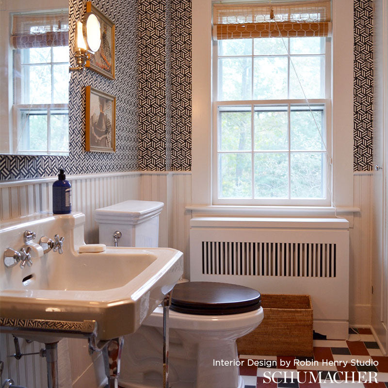 TUMBLING BLOCKS Black & White Geometric Wallpaper – Schumacher 5007964