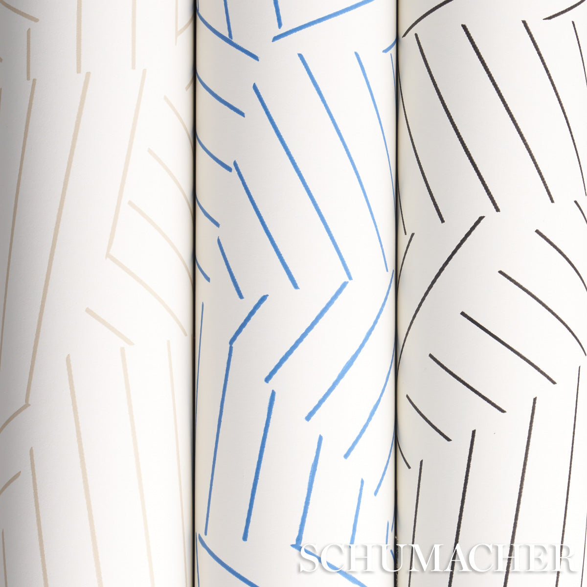 Deconstructed Stripe Greige by Miles Redd Modern Geometric Wallpaper – Schumacher 5007970
