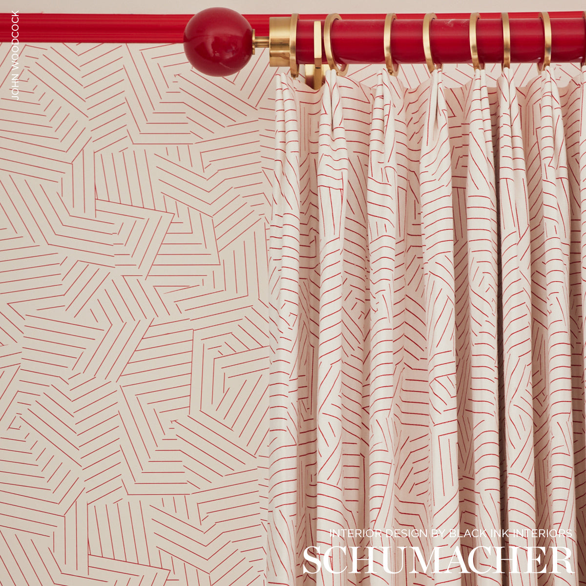 Deconstructed Stripe Red by Schumacher Miles Redd Collection Modern Geometric Wallpaper – Schumacher 5007971