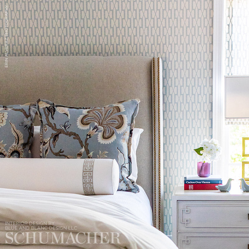 Belvedere Sky by Veere Grenney Geometric Trellis Wallpaper – Schumacher 5007997