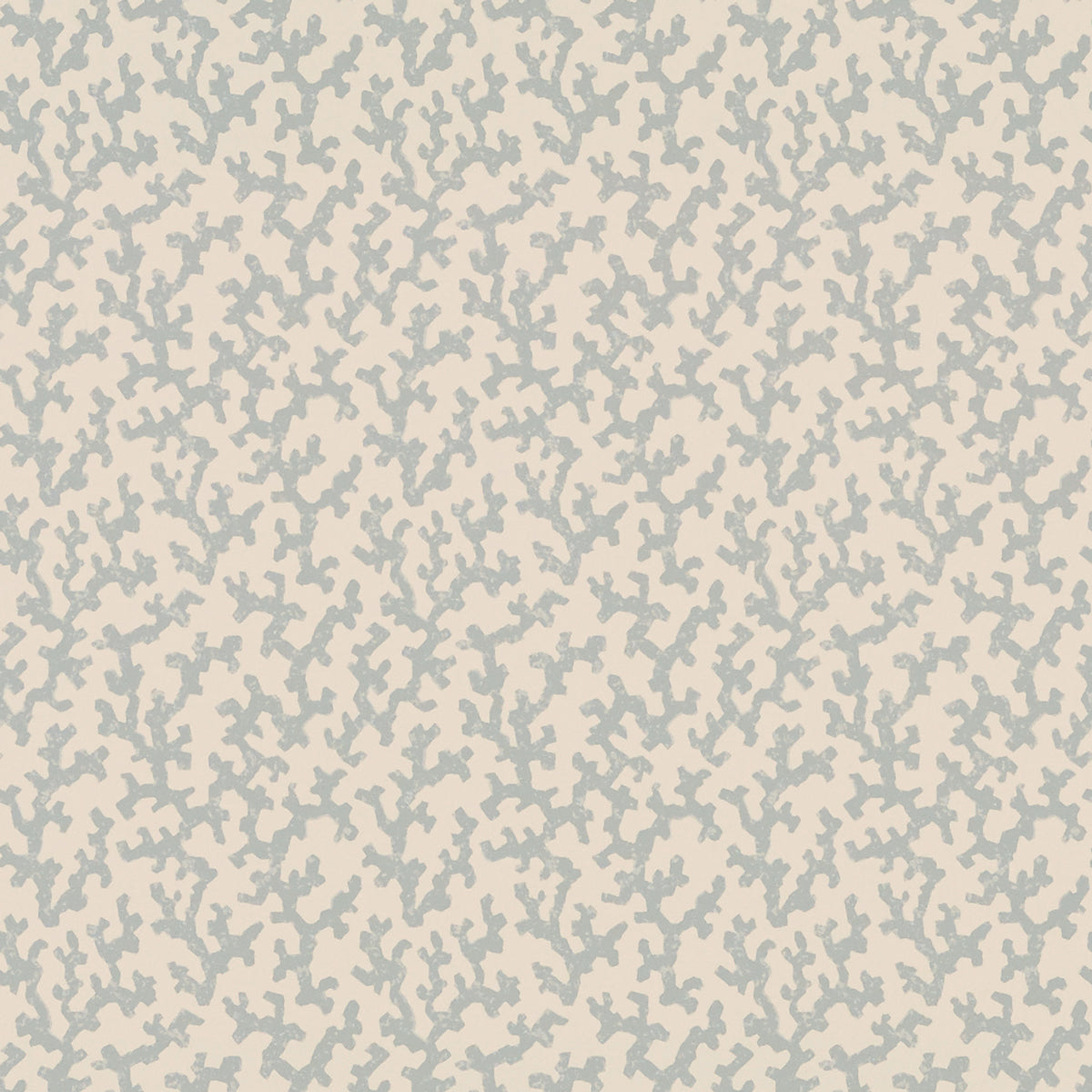 FOLLY Orpington Blue wallpaper by Schumacher, designed by Veere Grenney, featuring an allover coral-like pattern in blue and white.