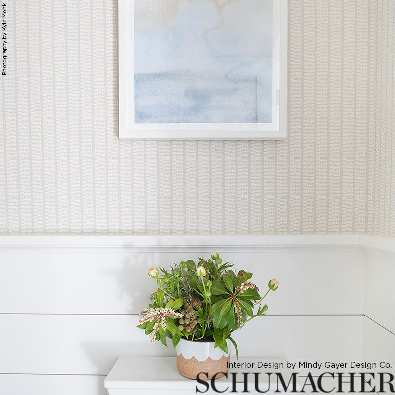 KIOSK Orpington Blue by Veere Grenney Modern Stripe Wallcovering – Schumacher 5008014