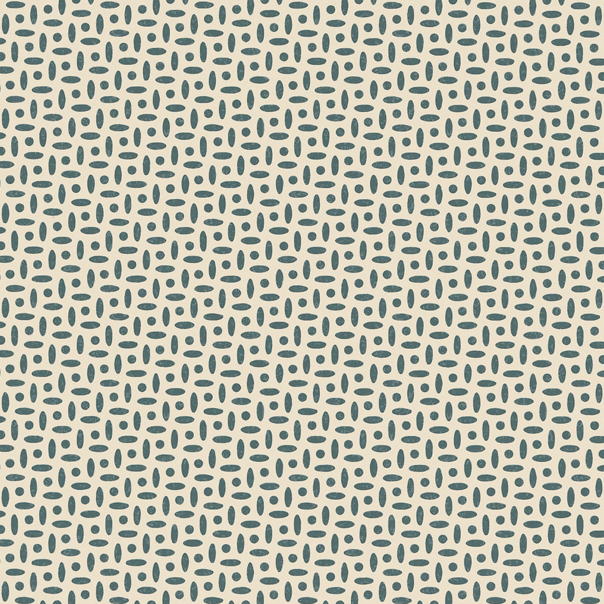 Berrydown Peacock Blue by Veere Grenney for Schumacher - Small-scale hand-blocked geometric wallpaper pattern