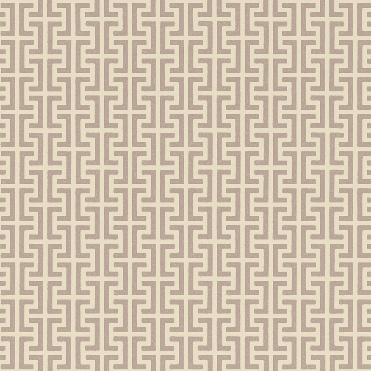 TEMPLE wallpaper in Lilac by Schumacher, designed by Veere Grenney, featuring a Greek key motif in a small-scale geometric pattern.