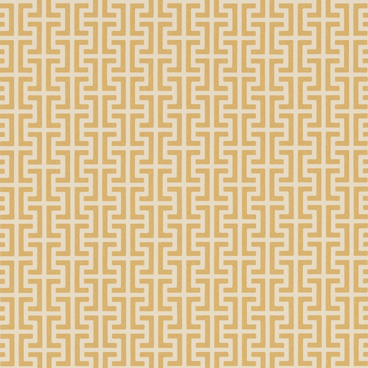 TEMPLE wallpaper in Straw by Veere Grenney for Schumacher, featuring a small-scale Greek key motif in straw yellow and cream.