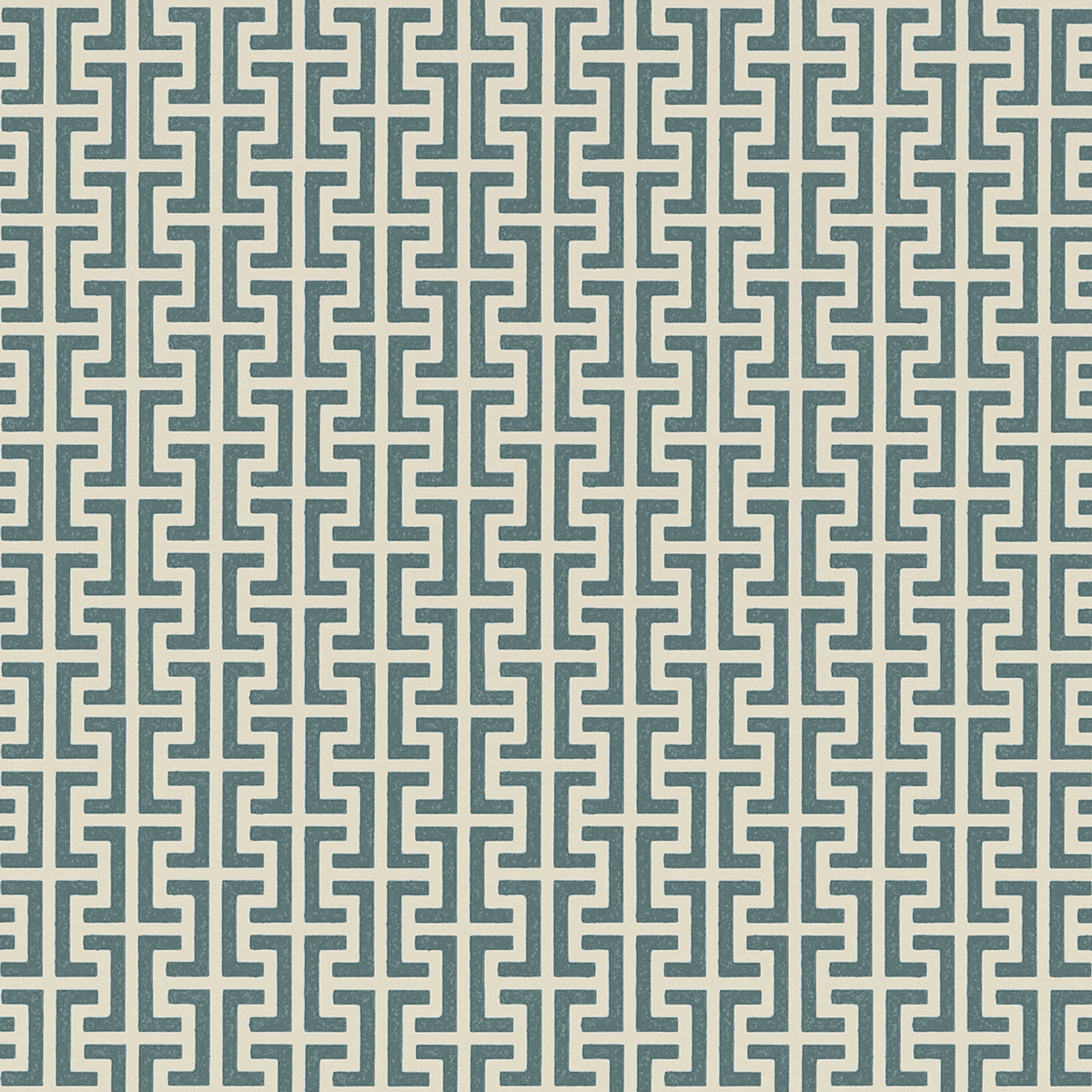 TEMPLE wallpaper in Peacock Blue by Veere Grenney for Schumacher, Greek key motif geometric wallcovering.