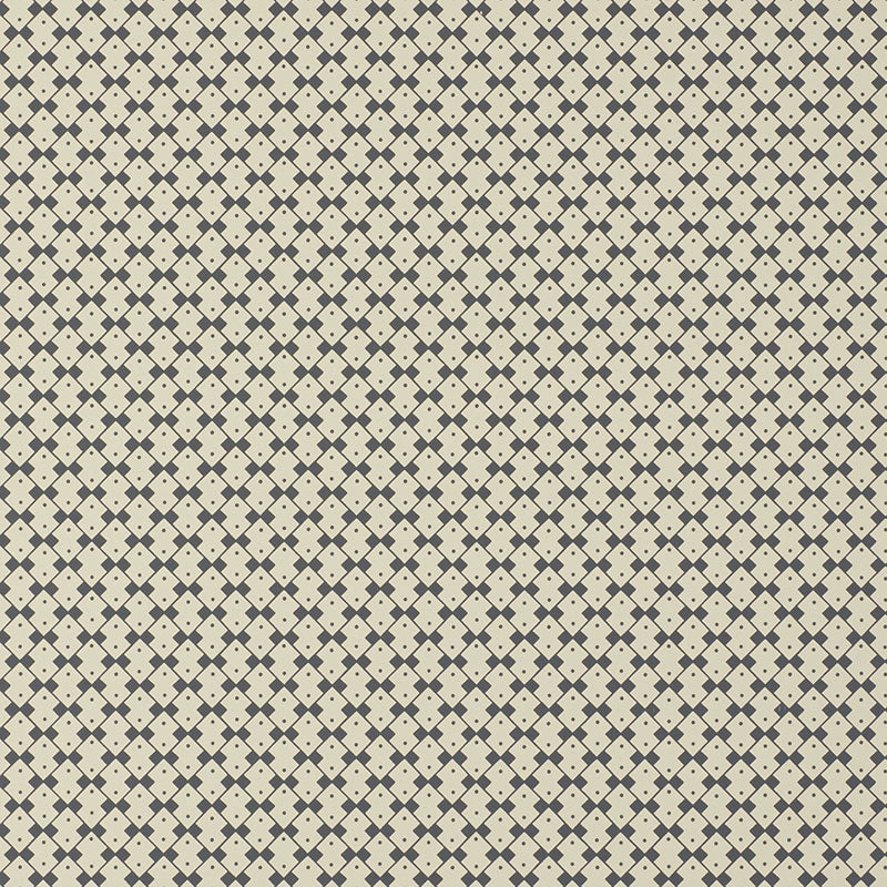 DOMINO wallpaper in Wolf by Schumacher, geometric diamond pattern in neutral and dark tones.