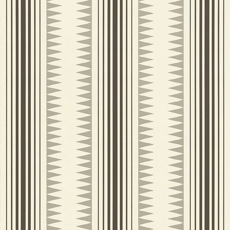 BROMPTON Salvador geometric stripe wallpaper by Schumacher, shown in neutral tones with a modern pattern.
