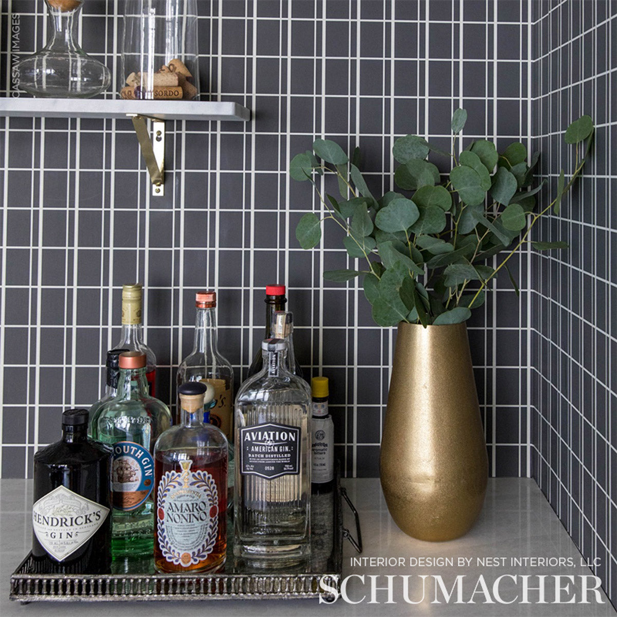 OTTO Bruno by David Oliver Windowpane Grid Wallpaper – Schumacher 5008088
