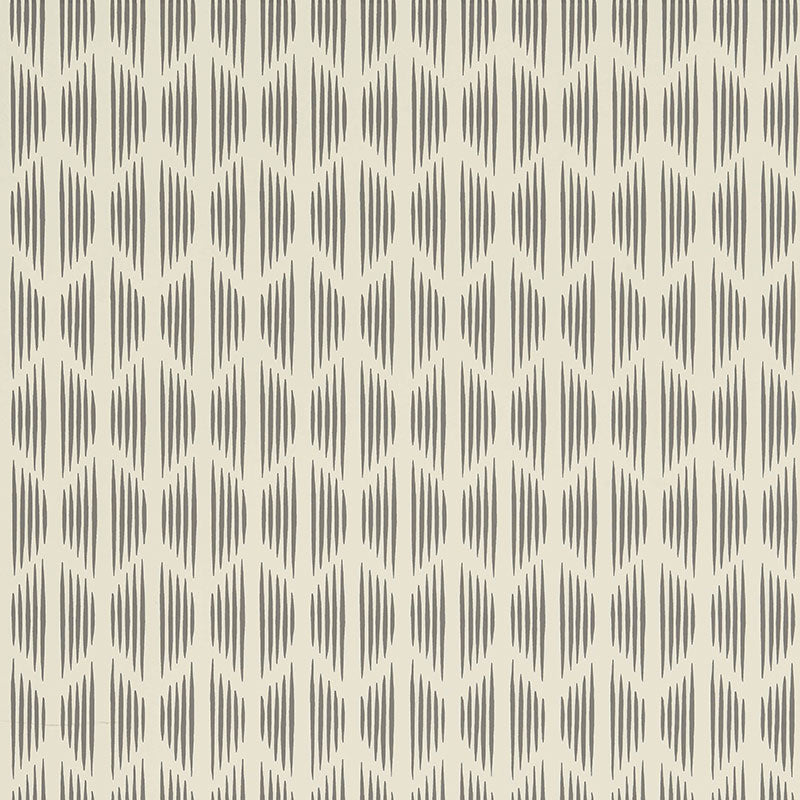 Ovington Flint by Schumacher - Modern Ikat Pattern Wallpaper in a contemporary kitchen setting