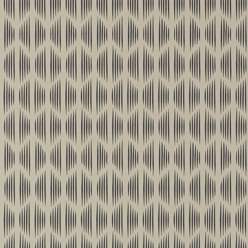 Ovington Stone by David Oliver for Schumacher - Modern Ikat Pattern Wallpaper in a neutral colorway, shown in a kitchen setting.