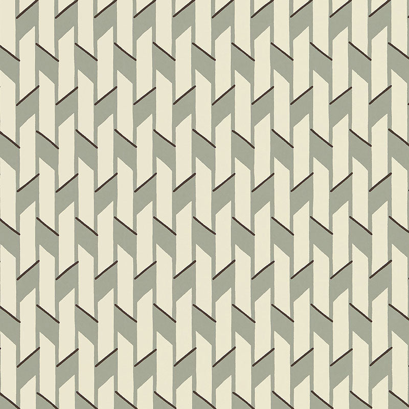 Empire Muse by Schumacher - Modern geometric stripe and basketweave wallpaper in subtle neutral tones