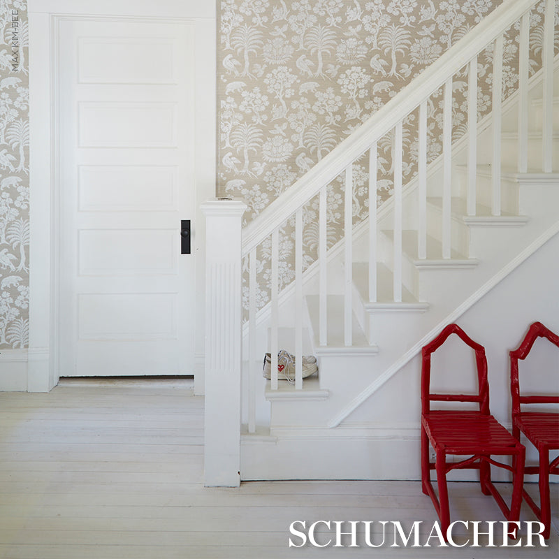Woodland Silhouette Sisal Fog by Schumacher Scenic Animal Wallpaper – Schumacher 5008281