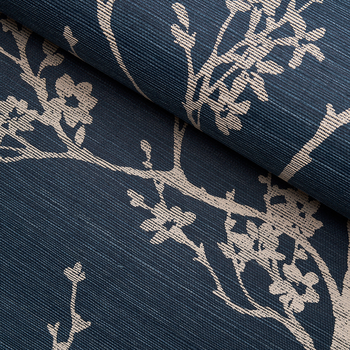 Twiggy Sisal Indigo by Schumacher Botanical Scenic Wallpaper – Schumacher 5008293