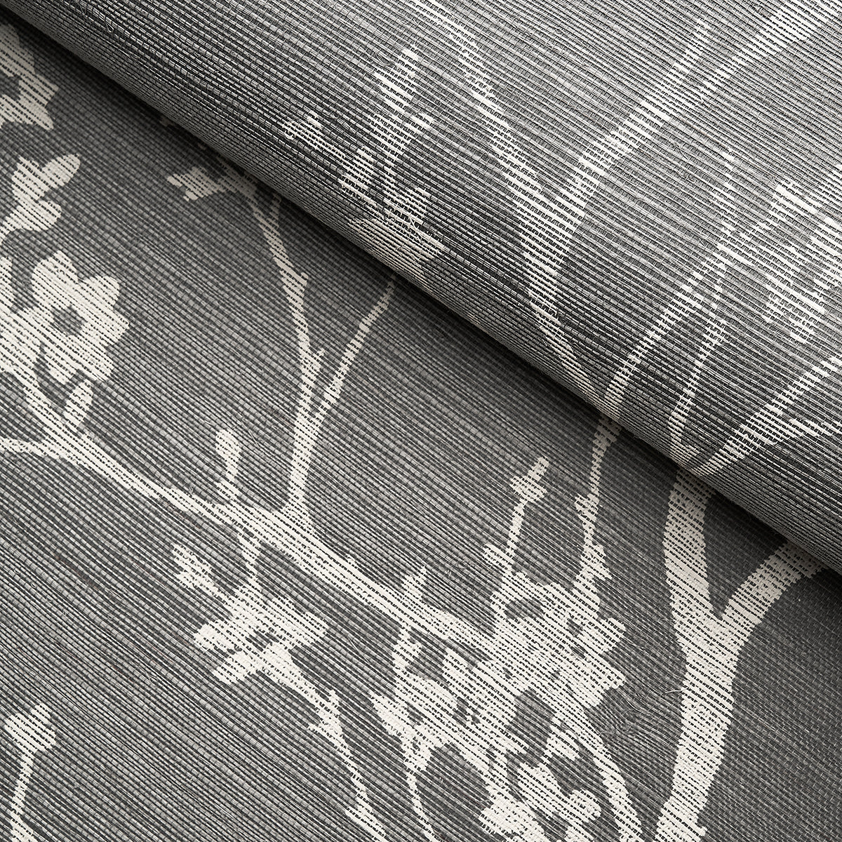 Twiggy Sisal Charcoal by Schumacher Hand Screen Printed Wallpaper – Schumacher 5008295