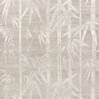 Les Bambous Sisal wallpaper in Fog by Schumacher features a hand screen printed bamboo pattern on textured sisal in neutral tones.