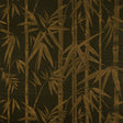 Gold on jet bamboo stalks and foliage pattern on Haruki Sisal wallpaper, Les Bambous Sisal by Schumacher.