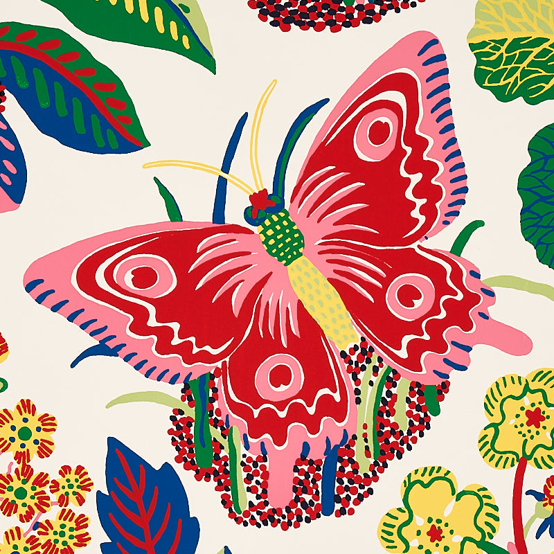 Exotic Butterfly Spring by Schumacher Whimsical Butterfly Botanical Wallpaper – Schumacher 5008424
