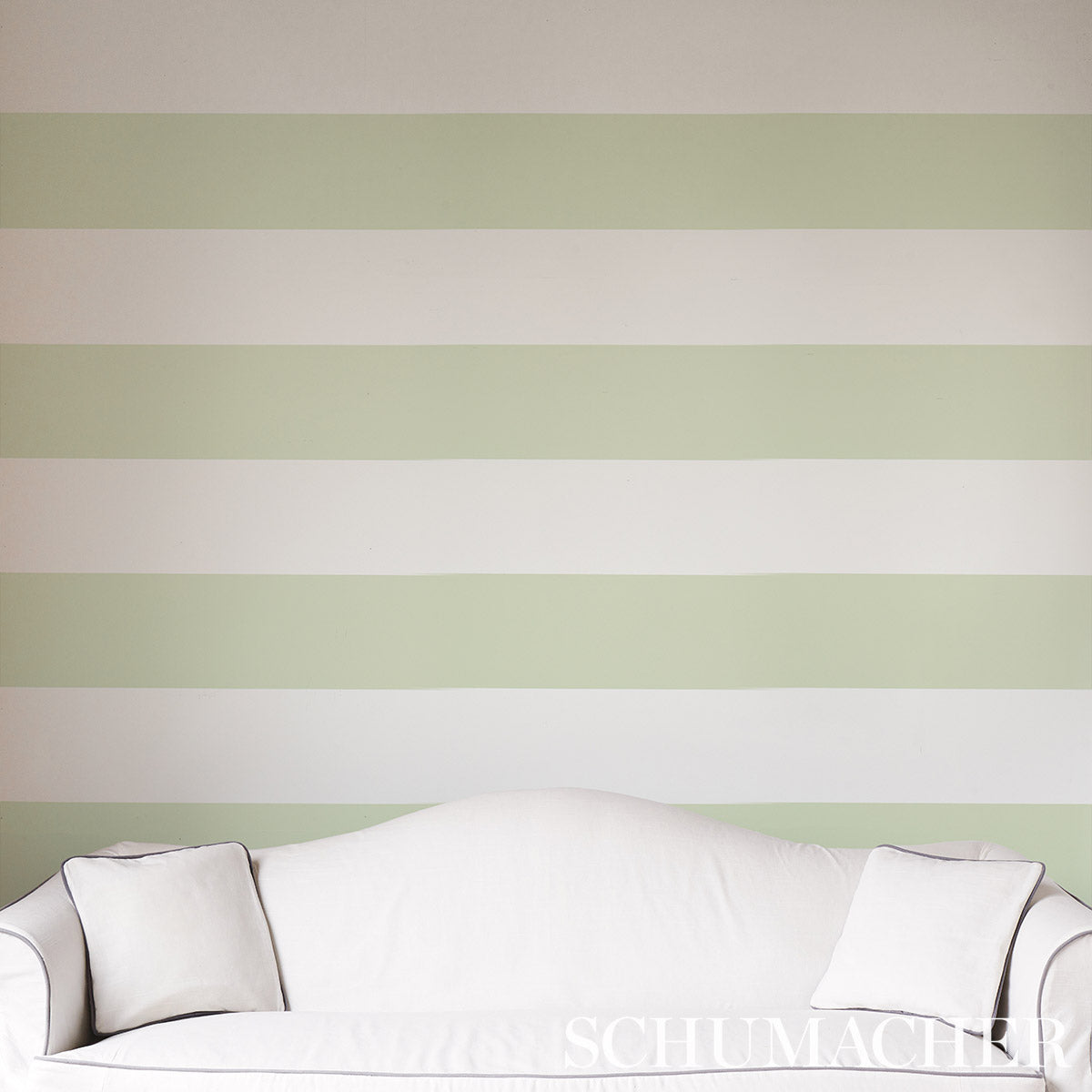 Baxter Stripe Green by Schumacher Classic Stripe Wallpaper – Schumacher 5008525