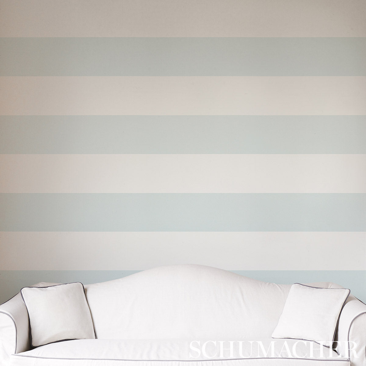 Baxter Stripe Mineral by Schumacher Classic Wide Stripe Wallpaper – Schumacher 5008529