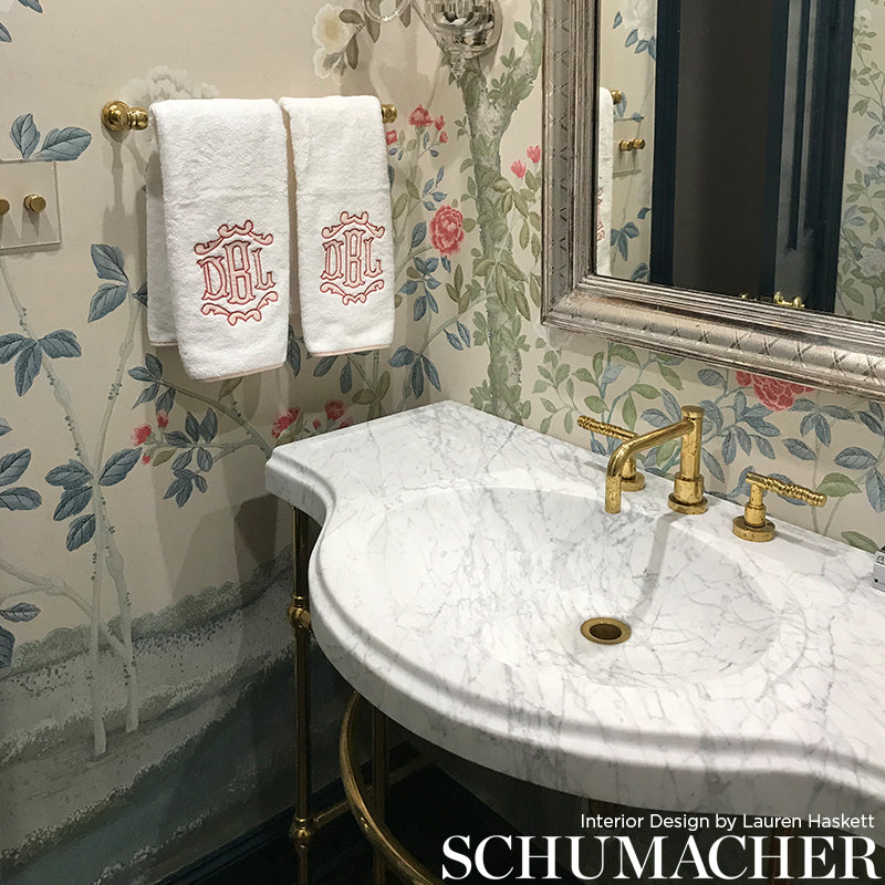 Madame de Pompadour Panel Set Aqua by Miles Redd Chinoiserie Floral Wallpaper – Schumacher 5008541