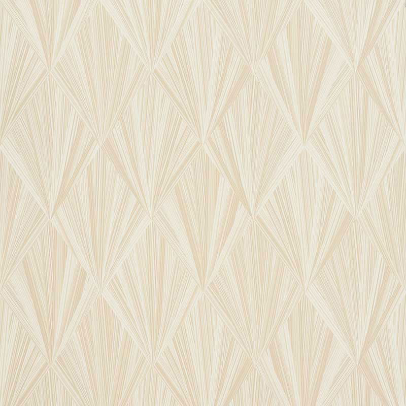 Marquetry Blonde geometric high-performance wallpaper by Schumacher, diamond pattern in neutral tones