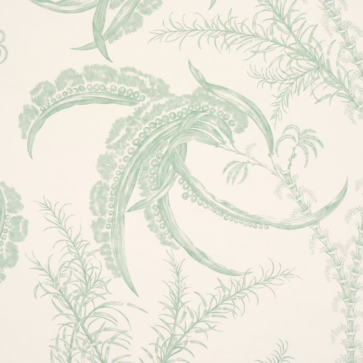 Ocean Toile Eucalyptus on Linen by Schumacher Scenic Undersea Toile Wallpaper – Schumacher 5008721