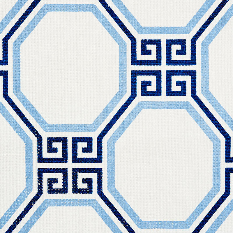 Octavia Paperweave Marine by Schumacher Geometric Greek Key Wallpaper – Schumacher 5008890