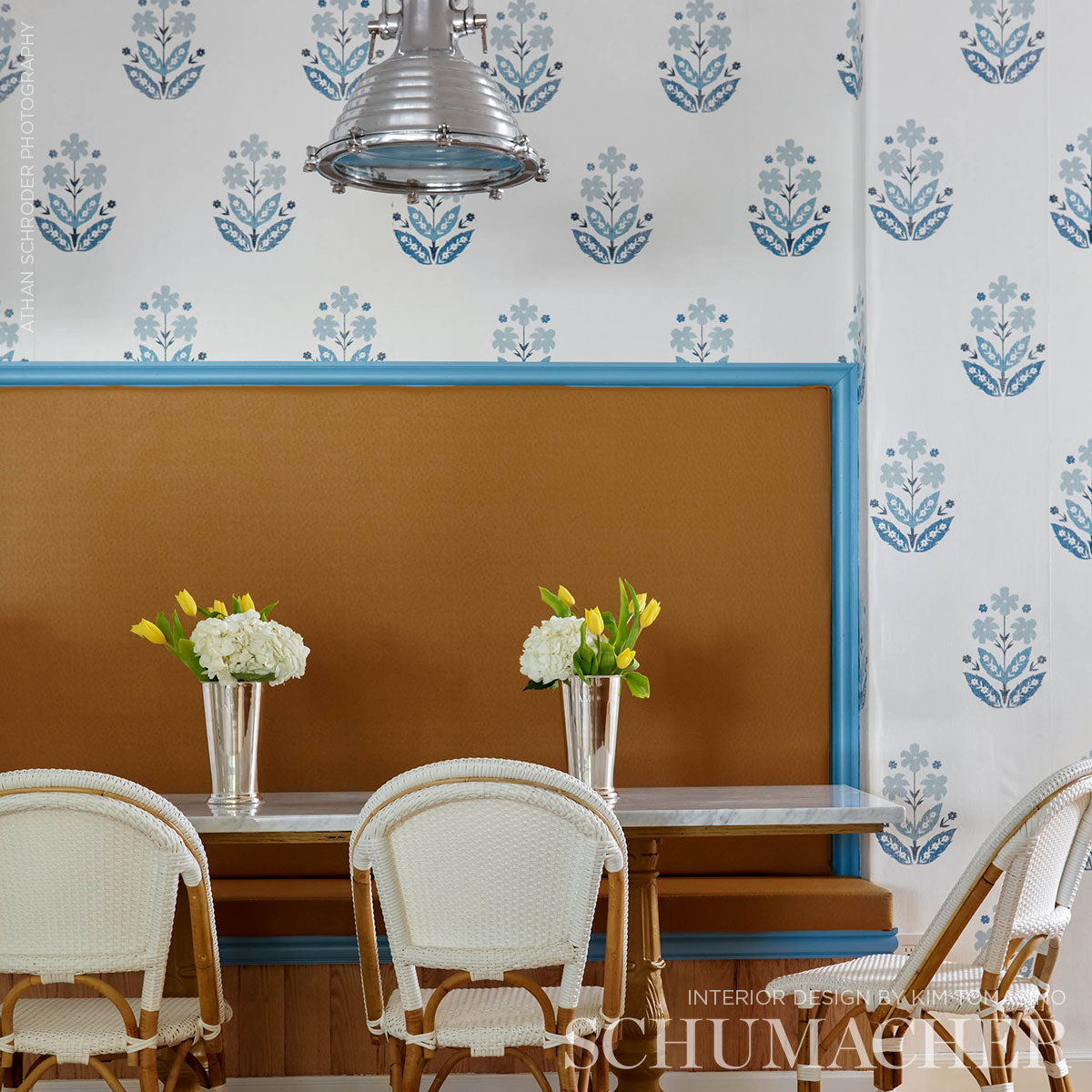 Floweret Paperweave Porcelain by Schumacher Blue and White Floral Wallpaper – Schumacher 5008922