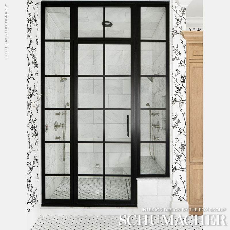 Twiggy Paperweave Black by Schumacher Botanical Paperweave Wallpaper – Schumacher 5008942