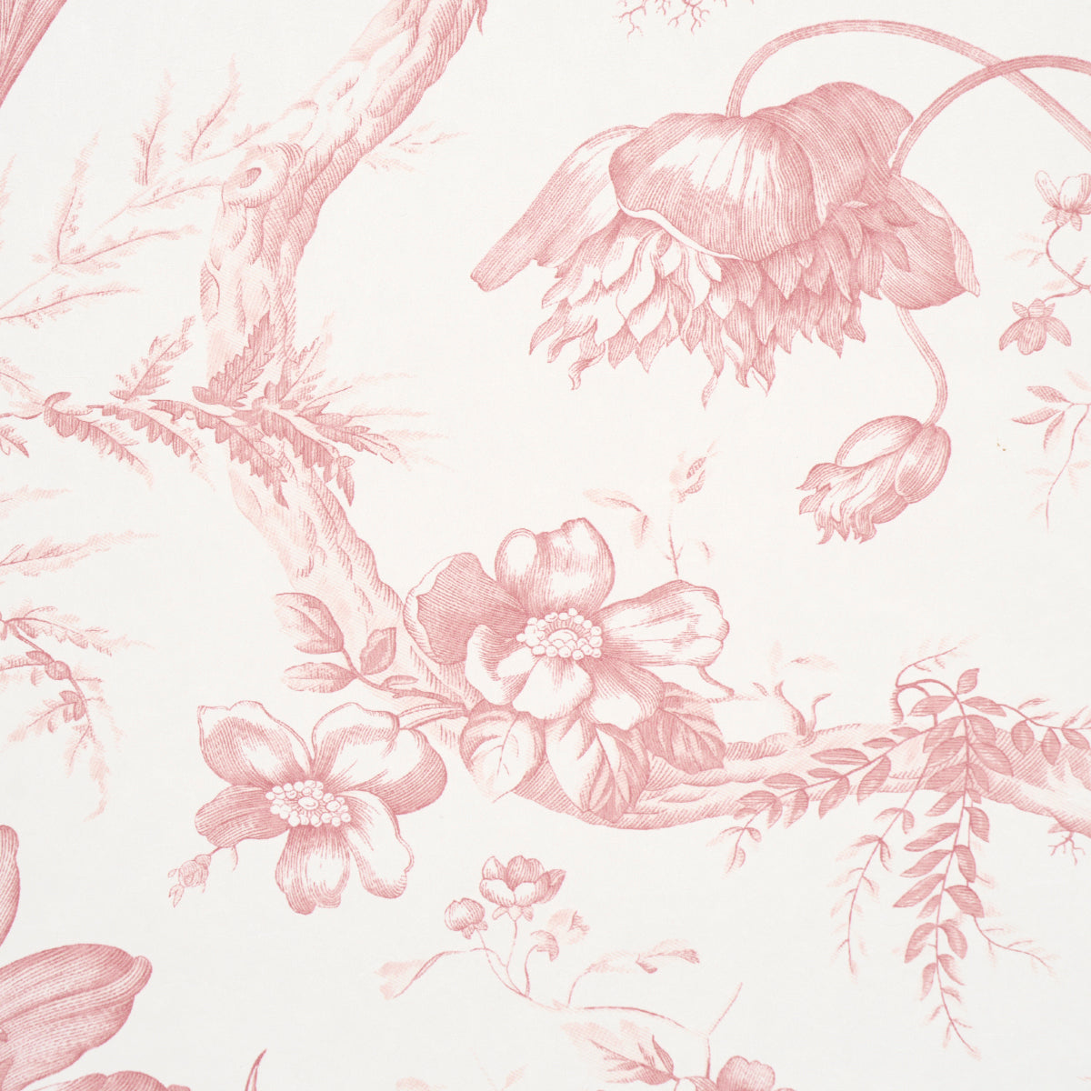 Toile de Fleurs Pink Floral Ogee Wallpaper Pink by Schumacher – 5009123