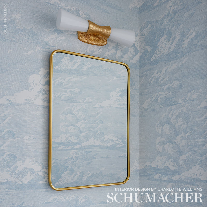 Cloud Toile Mineral by Schumacher Modern Glamour Wide-Width Scenic Wallpaper – Schumacher 5009132