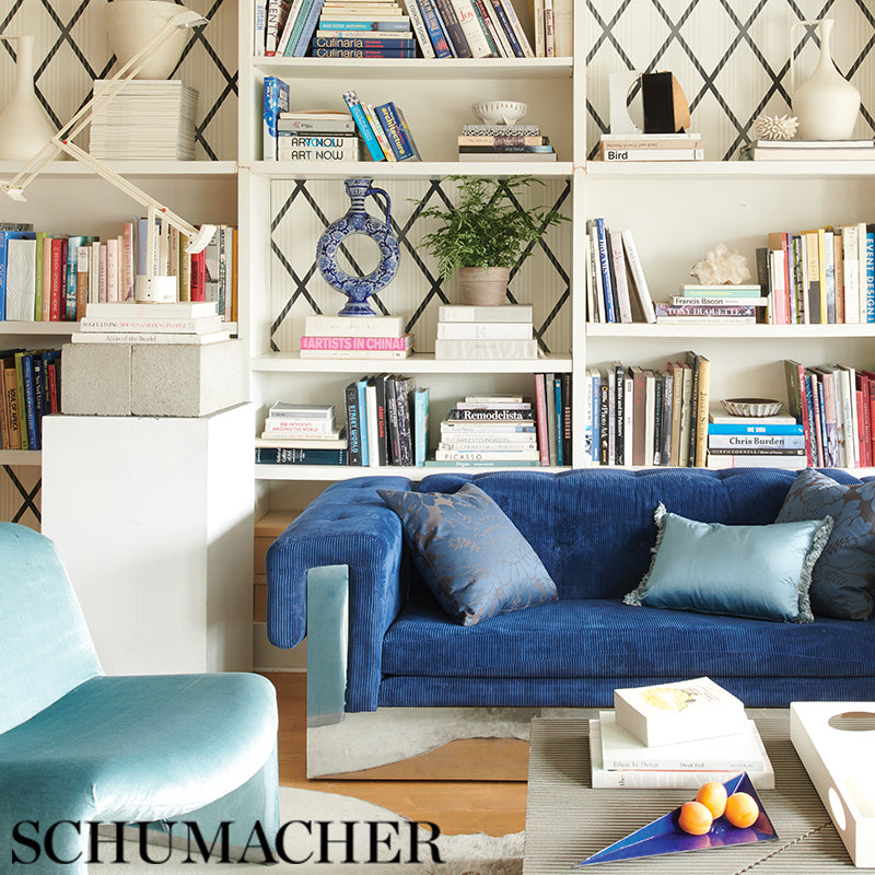 Monti Blue Geometric Lattice Wallpaper by Schumacher – 5009251