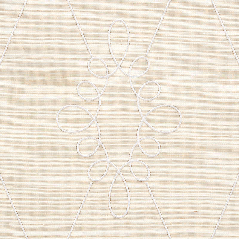 Sylvie Embroidered Sisal Ivory by Schumacher Embroidered Trellis Wallpaper – Schumacher 5009270
