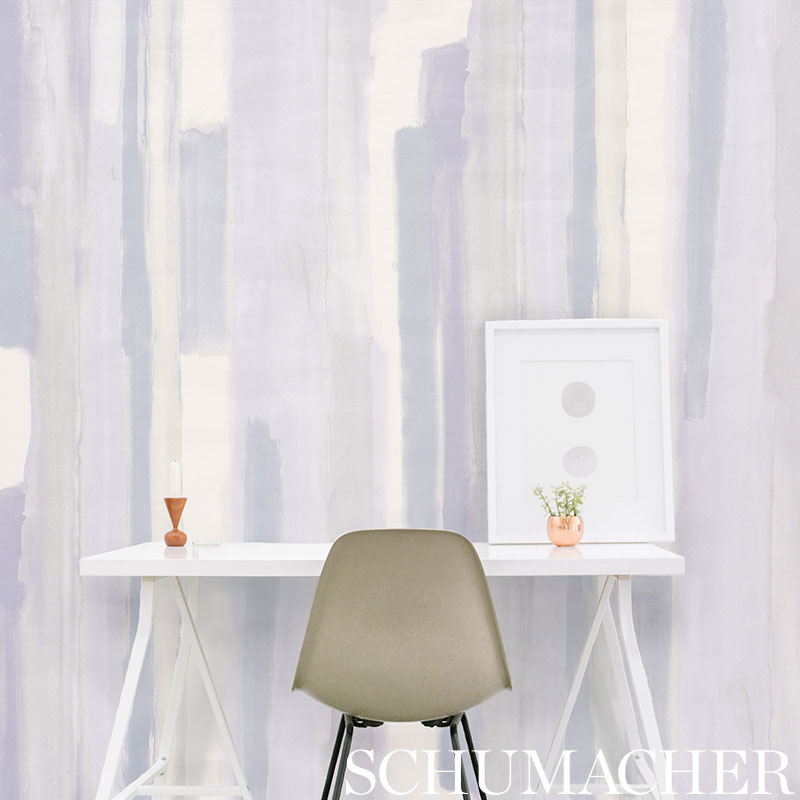 Watercolor Blue by Schumacher Miles Redd Collection Abstract Stripe Wallpaper – Schumacher 5009300