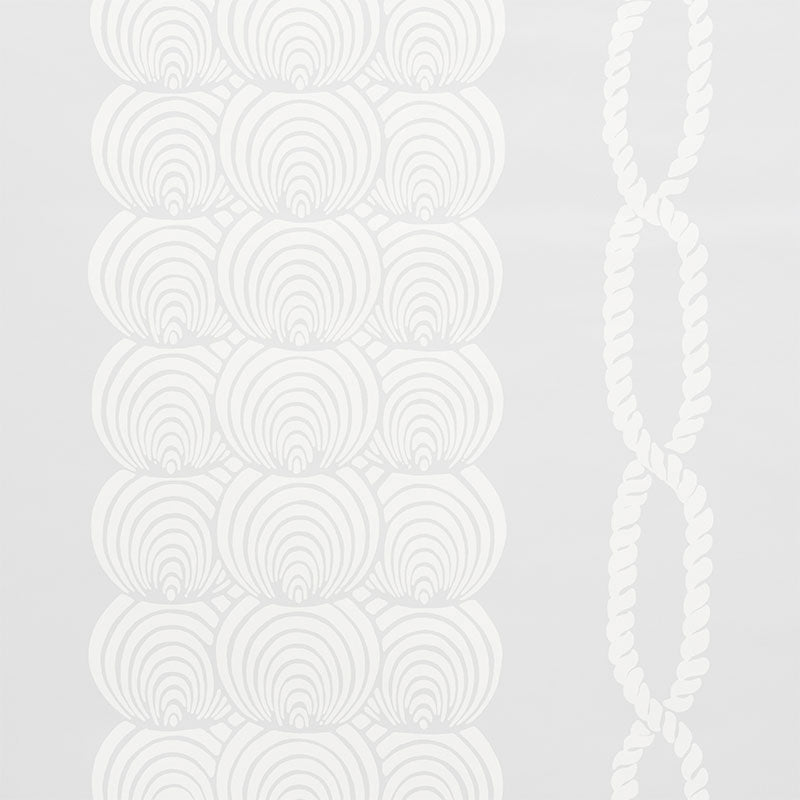 Coralline wallpaper in grey with a graphic scallop and twisted rope pattern by Schumacher