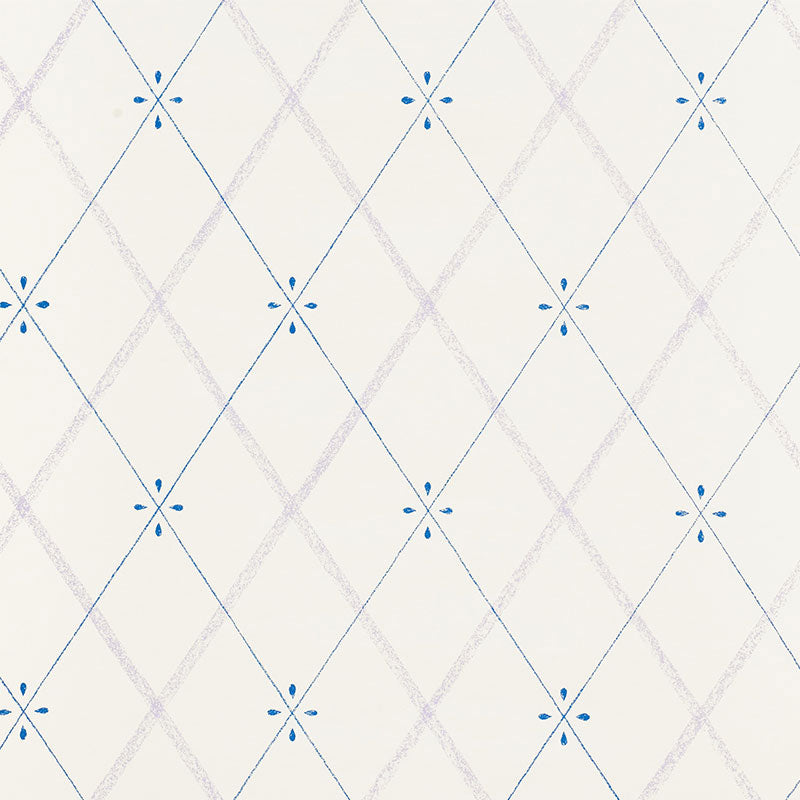 Kasumi Diamond wallpaper in Hyacinth by Schumacher, featuring a small-scale diamond lattice pattern.