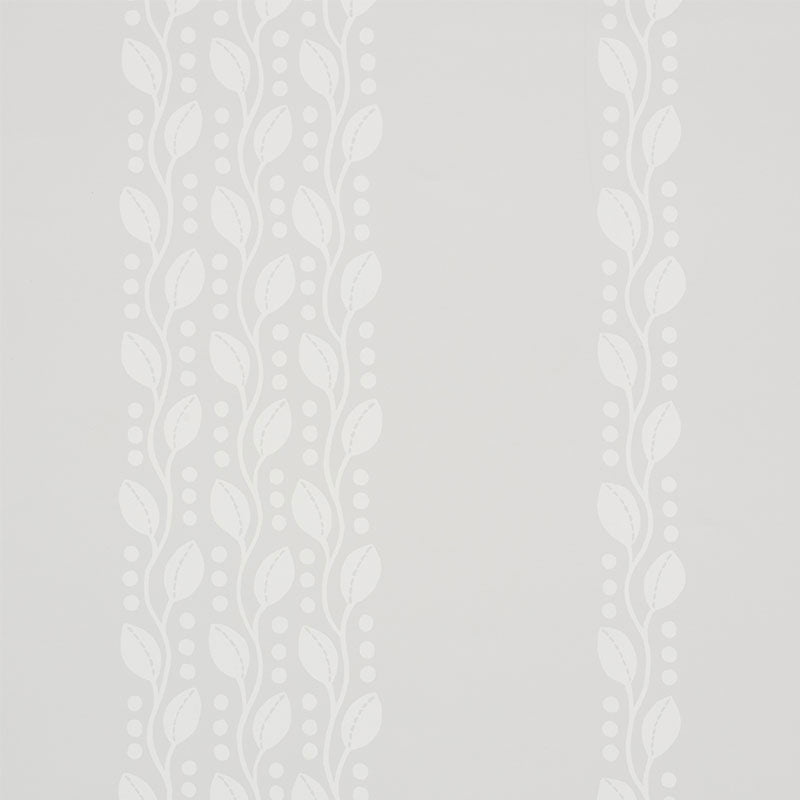 LILLIAN VINE wallpaper in grey by Schumacher, featuring a small-scale vine and dot pattern in a vertical stripe design.