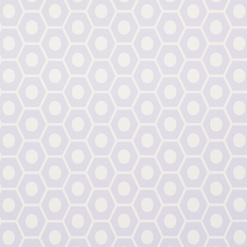 Queen B Lavender geometric honeycomb wallpaper by Schumacher, Studio Bon collection