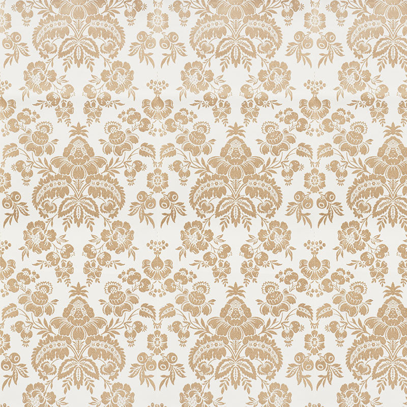 Simone Damask Gold by Schumacher Surface-Printed Classic Damask Wallpaper – Schumacher 5009610