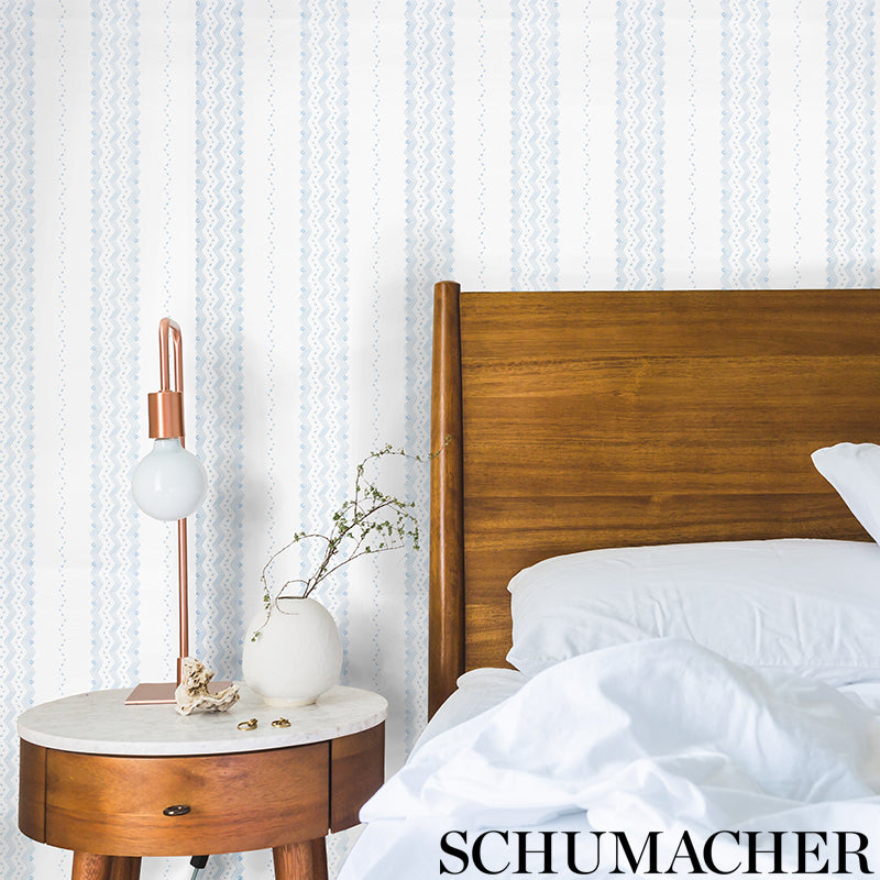 Nauset Stripe Indigo by Schumacher Chambray Collection Wallpaper – Schumacher 5009740