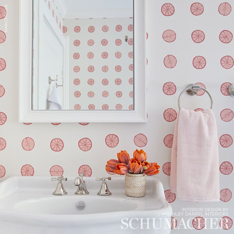 Lemonade Grapefruit by Vera Neumann Playful Citrus Polka Dot Wallpaper – Schumacher 5009821