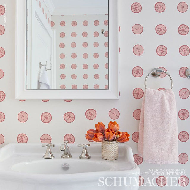 Lemonade Grapefruit by Vera Neumann Playful Citrus Polka Dot Wallpaper – Schumacher 5009821