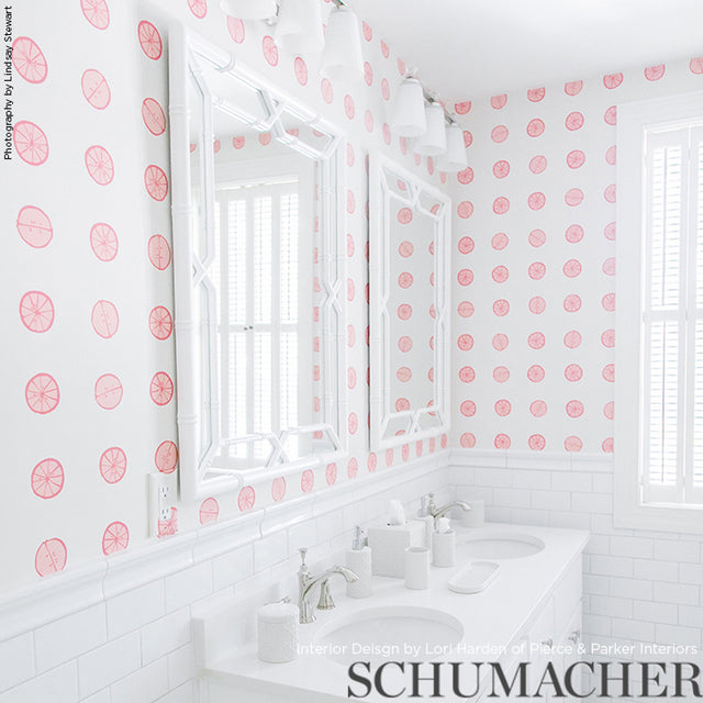 Lemonade Grapefruit by Vera Neumann Playful Citrus Polka Dot Wallpaper – Schumacher 5009821